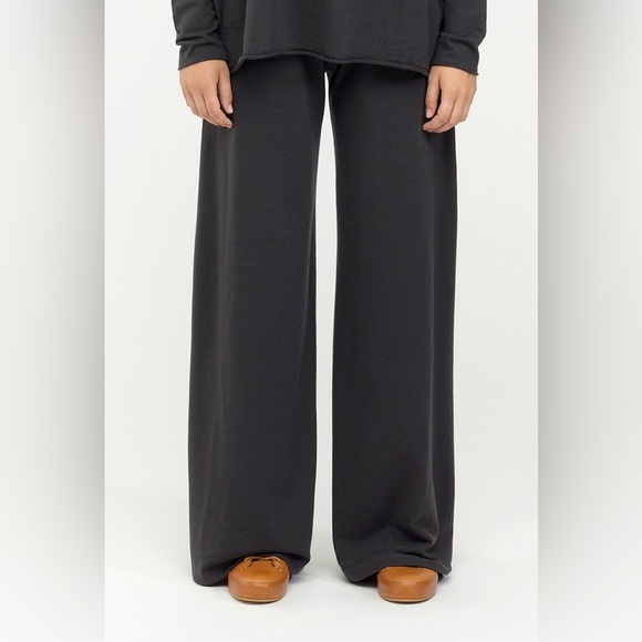 LABO.ART Pants - LABO.ART FLARED WOOLCASH JERSEY DESIGNER PANTS WITH ELASTIC WAIST OVERSIZE GRAY